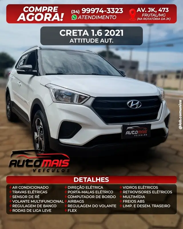 Carro Hyundai Creta 2021 Attitude 1.6 (Aut) (Flex)