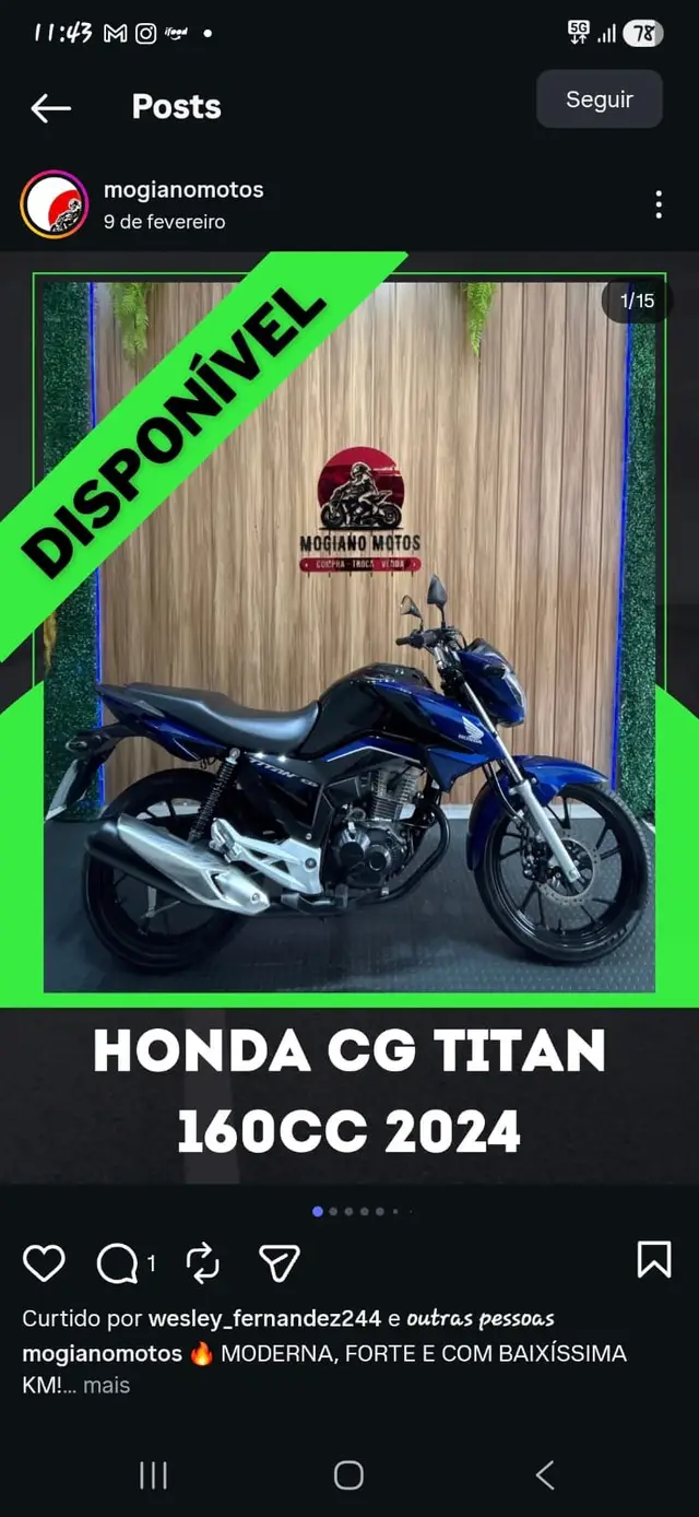 Moto Honda CG 160 2024 Titan