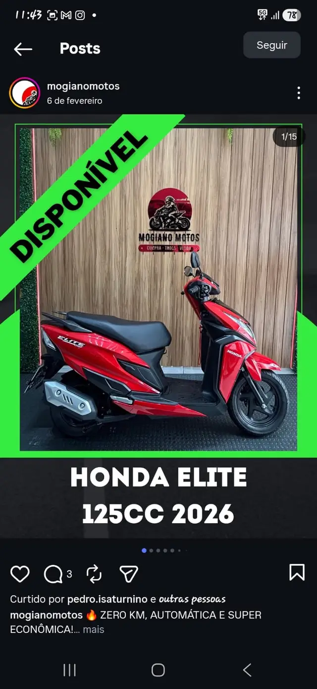 Moto Honda Biz 125 2026 EX