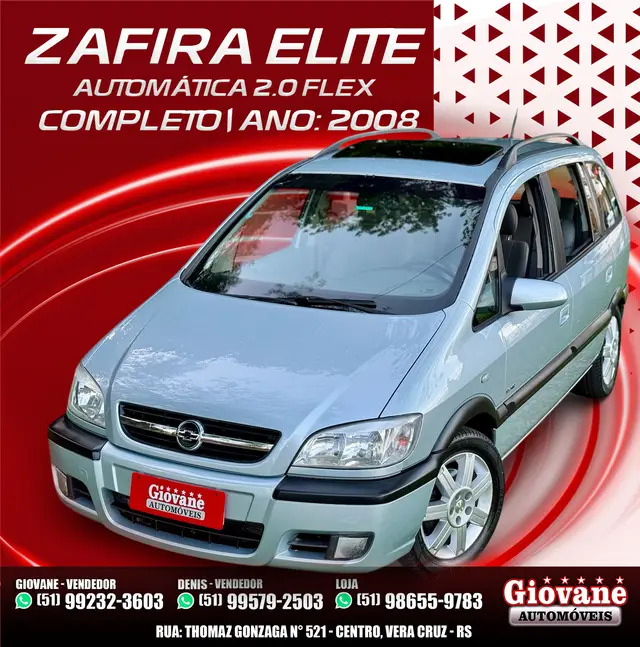 Carro Chevrolet Zafira 2008 Elite 2.0 (Flex)