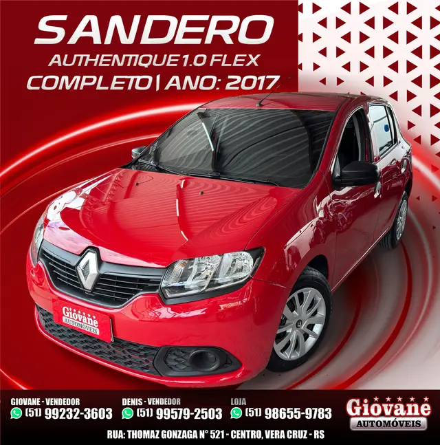 Carro Renault Sandero 2017 Authentique Hi-Power 1.0 16V (Flex)
