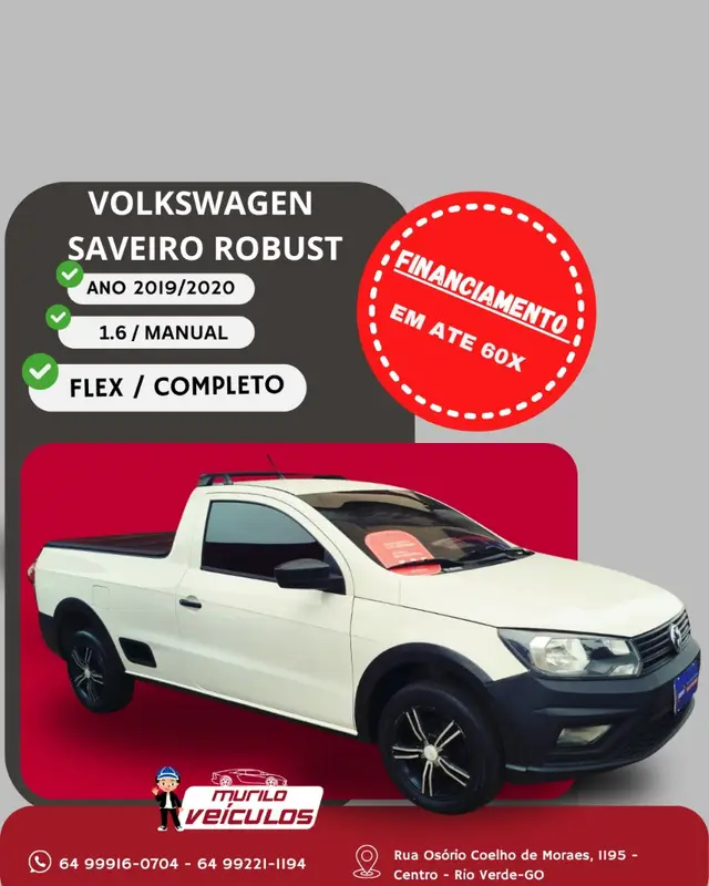 Carro Volkswagen Saveiro 2020 Robust 1.6 MSI CS (Flex)