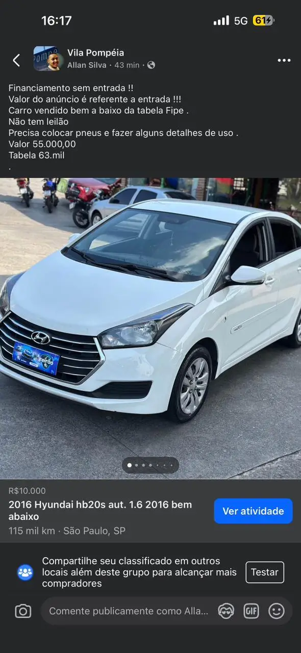 Carro Hyundai HB20S 2016 1.6 Comfort Plus (Aut) (Flex)