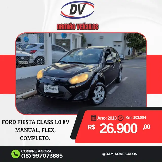 Carro Ford Fiesta Hatch 2013 Rocam 1.0 (Flex)
