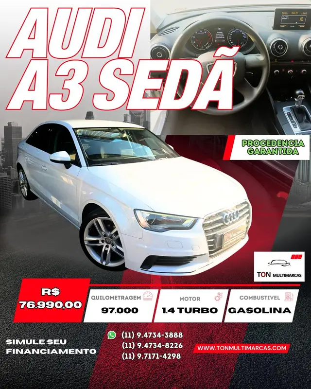 Carro Audi A3 2015 1.4 TFSI Attraction S Tronic