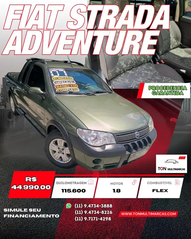 Carro Fiat Strada 2007 Original Adventure 1.8 8V (Flex) (Cabine Estendida)