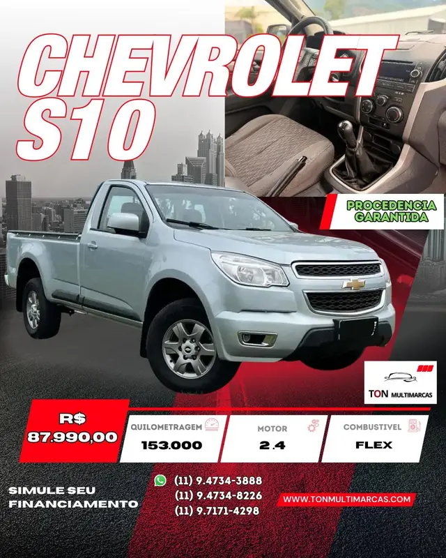 Carro Chevrolet S10 Cabine Simples 2013 S10 LT 2.4 (Flex) (Cab Simples) 4x2