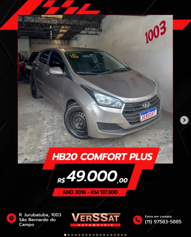 Carro Hyundai HB20 2016 1.0 Comfort Plus (Flex)