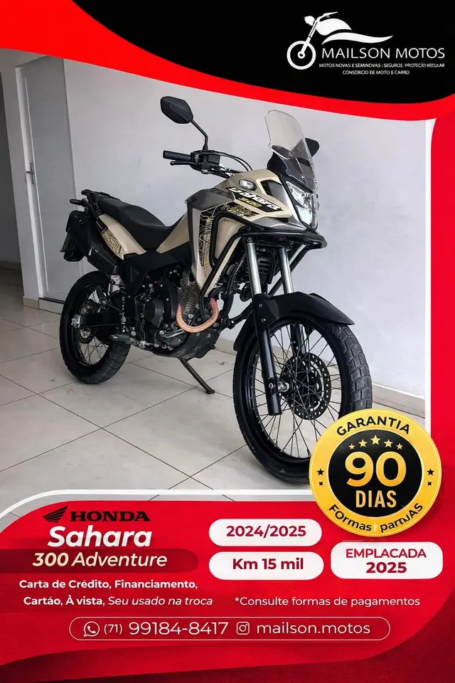 Moto Honda XRE Sahara 300 2025 Adventure