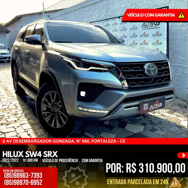 Carro Toyota SW4 2022 SRX 2.8 turbodiesel 5L 4x4 (Aut)