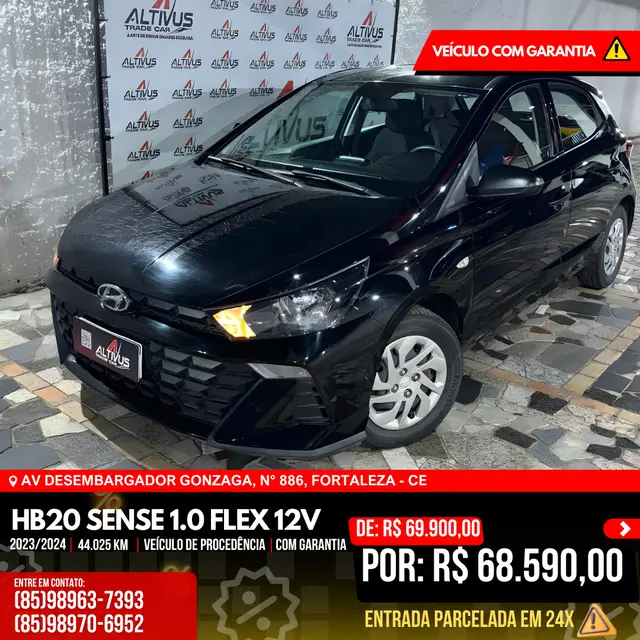 Carro Hyundai HB20 2024 Sense 1.0 (Mec.)