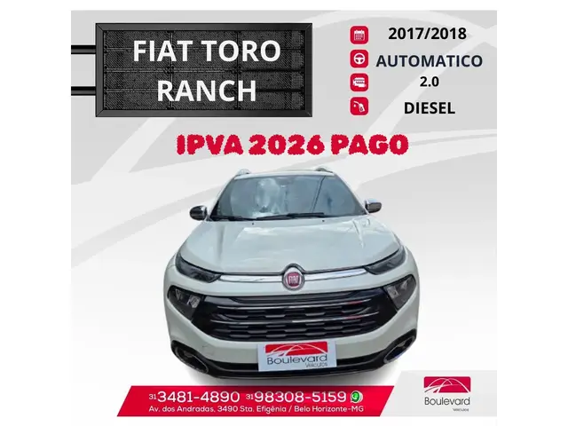 Carro Fiat Toro 2019 2.0 TDI Ranch Auto 4WD (Diesel)