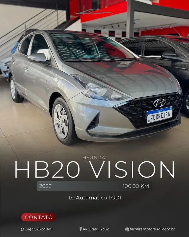 Carro Hyundai HB20 2022 1.0 Vision TGDI (Aut.) (Flex)
