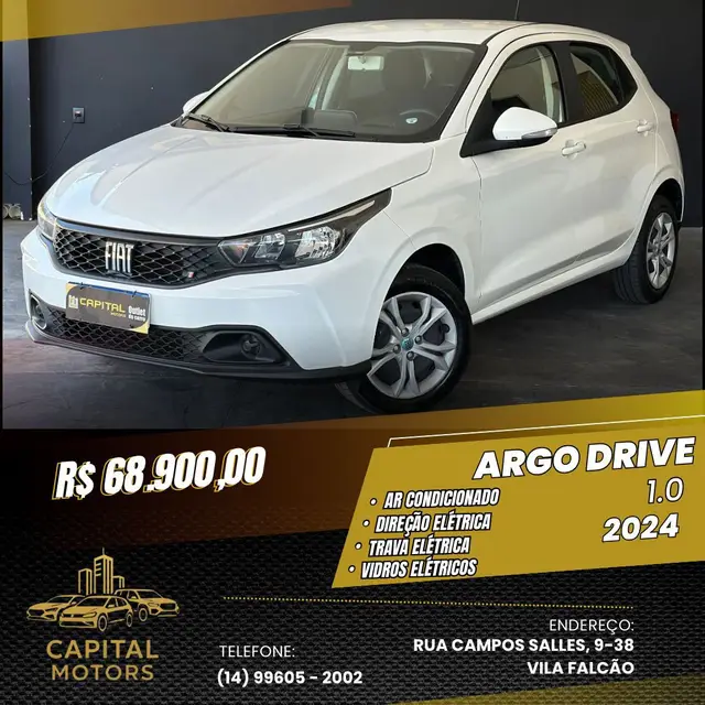 Carro Fiat Argo 2024 Drive 1.0