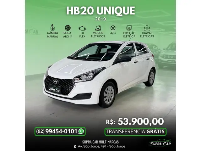 Carro Hyundai HB20 2019 1.0 Unique (Flex)