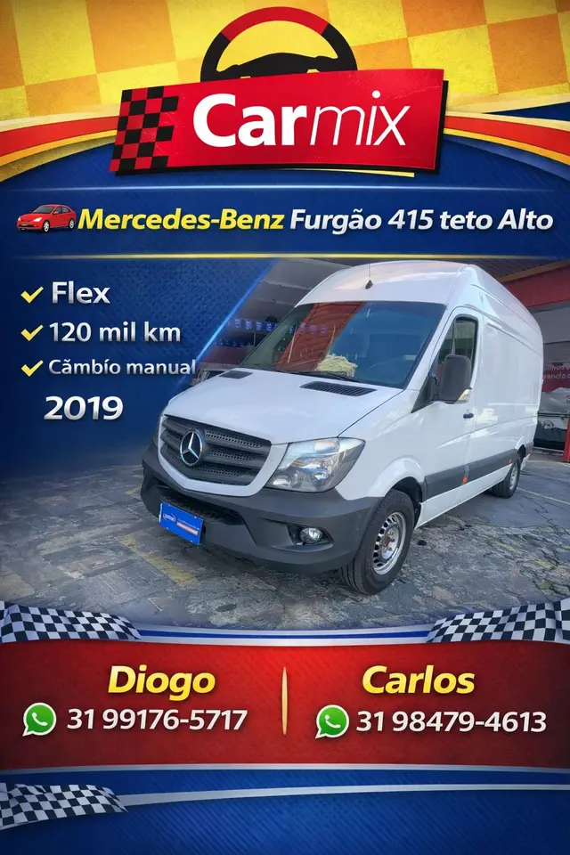 Carro Mercedes-Benz Sprinter 2019 Furgão 415 CDI Teto Alto 10,5m