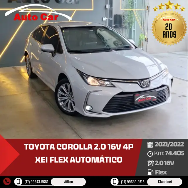 Carro Toyota Corolla 2022 XEi 2.0 Dynamic Force (Flex) (Aut)