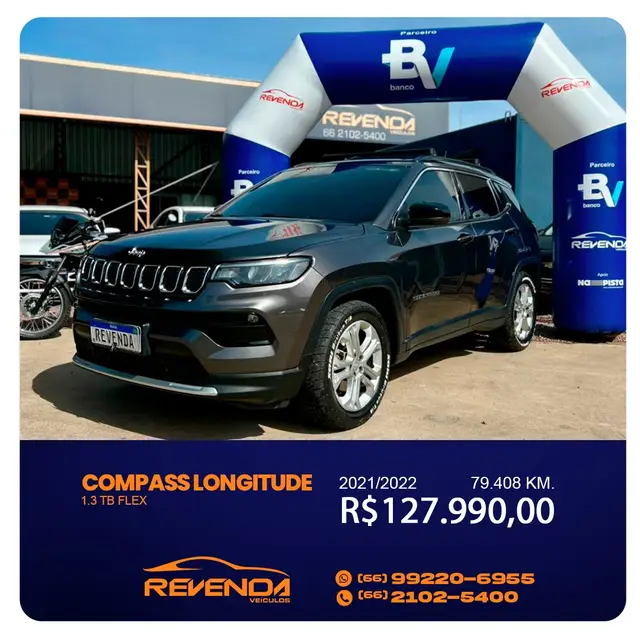 Carro Jeep Compass 2022 Longitude 1.3 T270 (Aut) (Flex)
