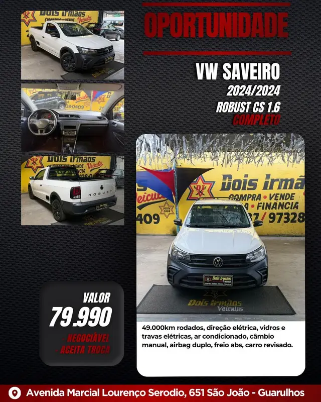 Carro Volkswagen Saveiro 2024 Robust CS 1.6