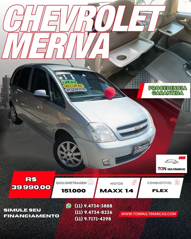 Carro Chevrolet Meriva 2011 Maxx 1.4 (Flex)