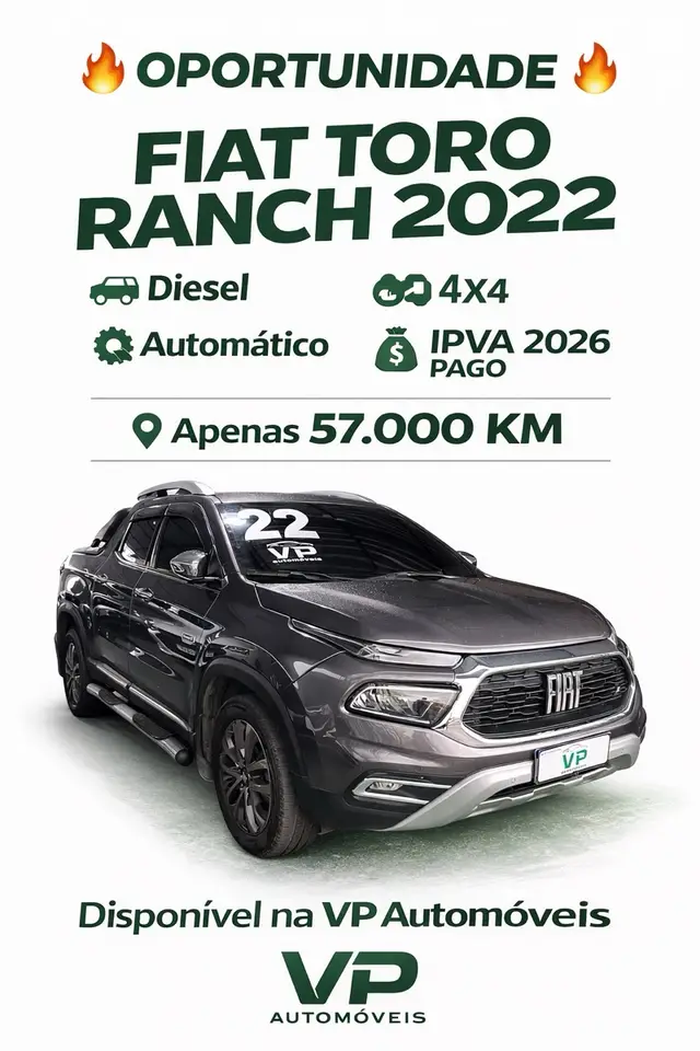 Carro Fiat Toro 2022 2.0 TDI Ranch Auto 4WD