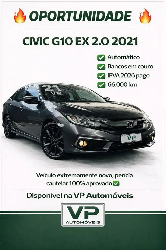 Carro Honda Civic 2021 EX 2.0 i-VTEC CVT