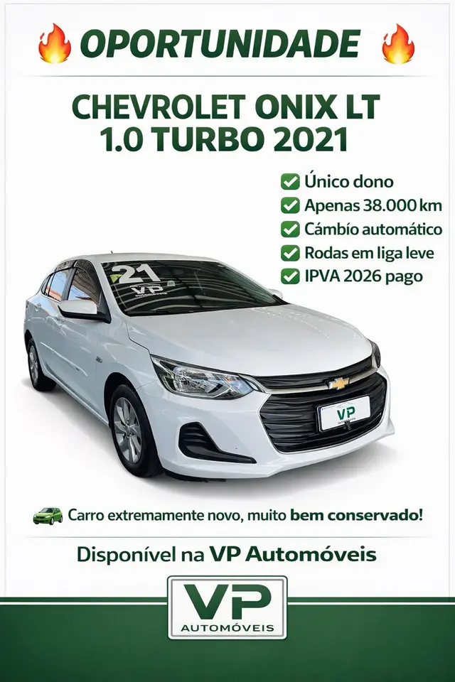 Carro Chevrolet Onix 2021 LT 1.0 Turbo (Flex) (Aut)