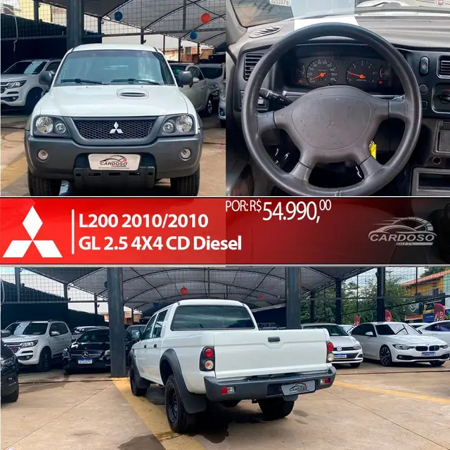 Carro Mitsubishi L200 2010 L 200 GL 4x4 2.5 Turbo (cab. dupla)