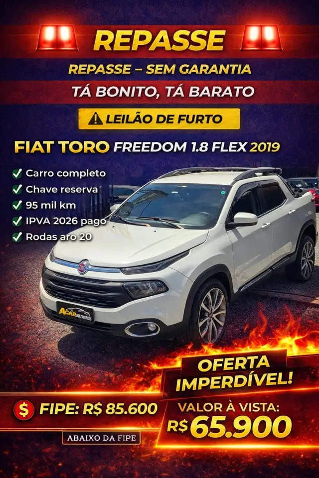 Carro Fiat Toro 2019 Freedom 1.8 AT6 4x2 (Flex)