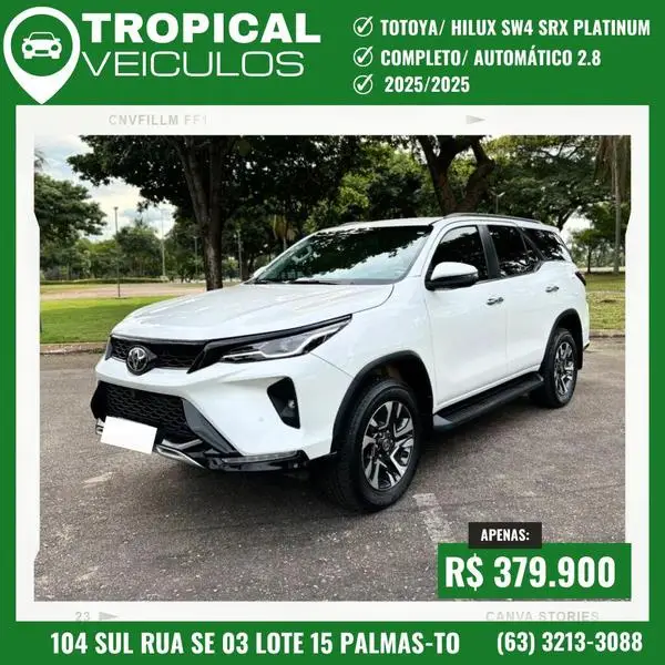 Carro Toyota SW4 2025 SRX Platinum 2.8 Turbodiesel 4x4 (Aut.) (7 Lugares)