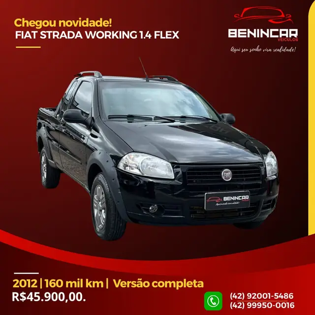 Carro Fiat Strada 2012 Working 1.4 (Flex) (Cabine Estendida)