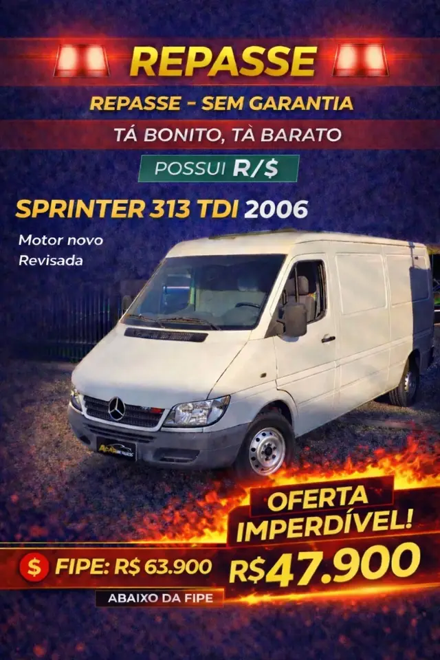 Carro Mercedes-Benz Sprinter 2006 Furgão 313 2.2 CDI (Teto Baixo/Curto)