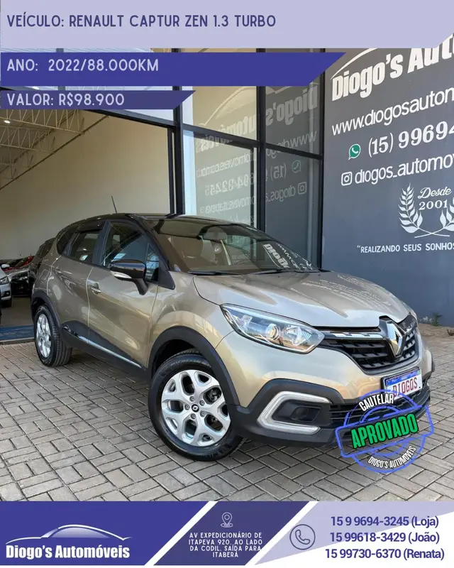 Carro Renault Captur 2022 Zen 1.3 TB 16V Flex 5p Aut.