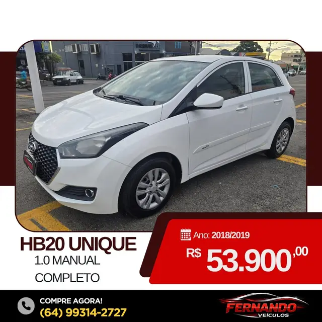 Carro Hyundai HB20 2019 1.0 Unique (Flex)