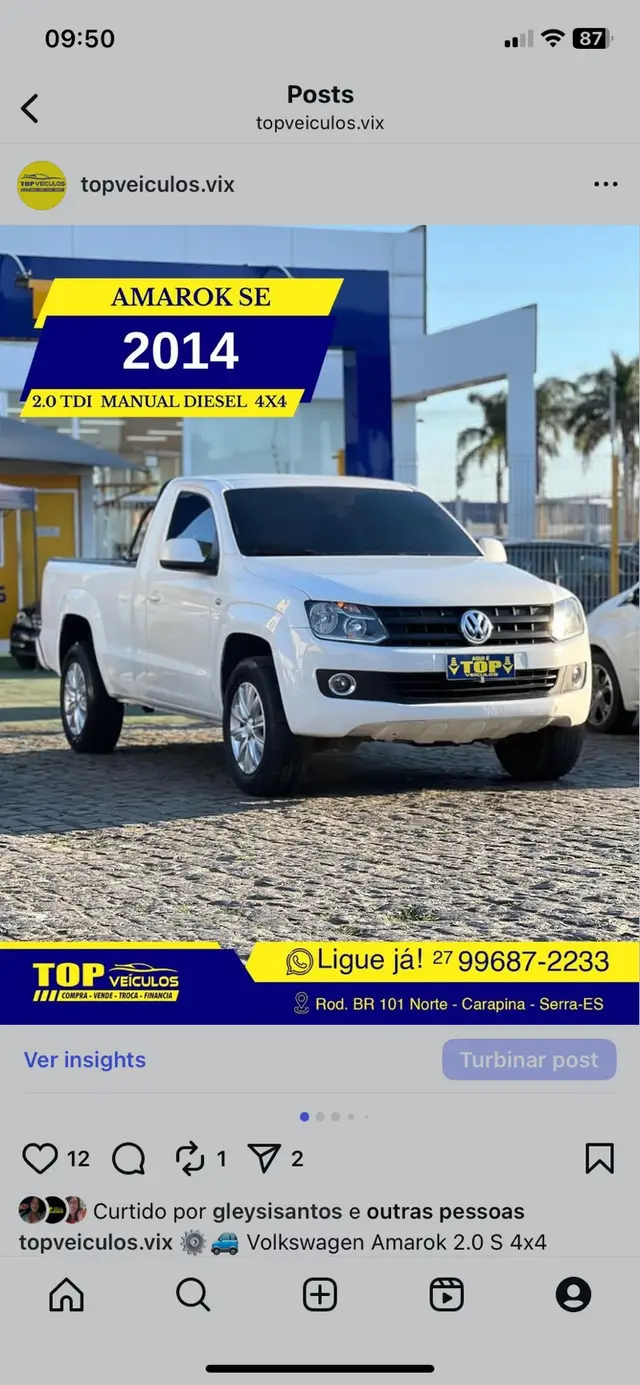 Carro Volkswagen Amarok 2014 2.0 S 4x4 TDi (Cab Simples)