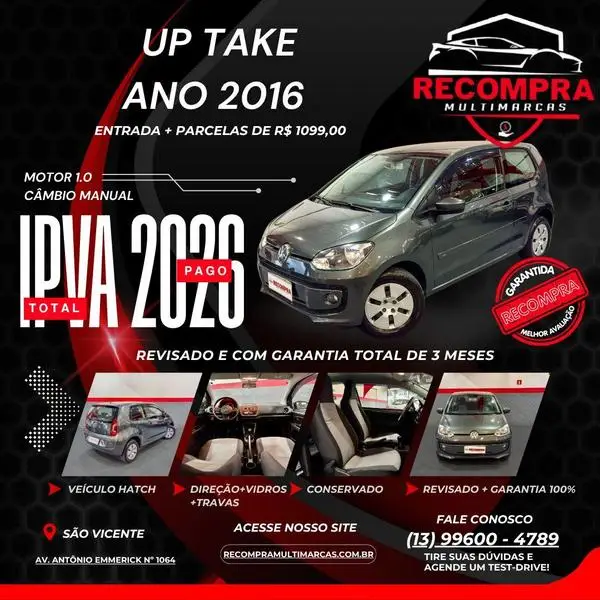 Carro Volkswagen Up! 2016 1.0 12v E-Flex black up!
