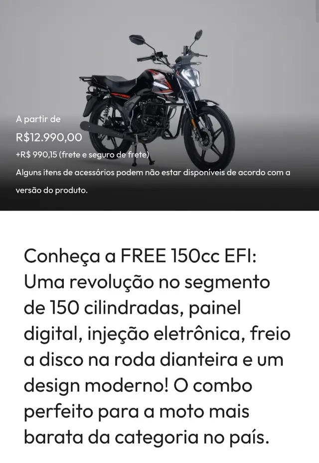 Moto Shineray FREE 150 2026 EFI