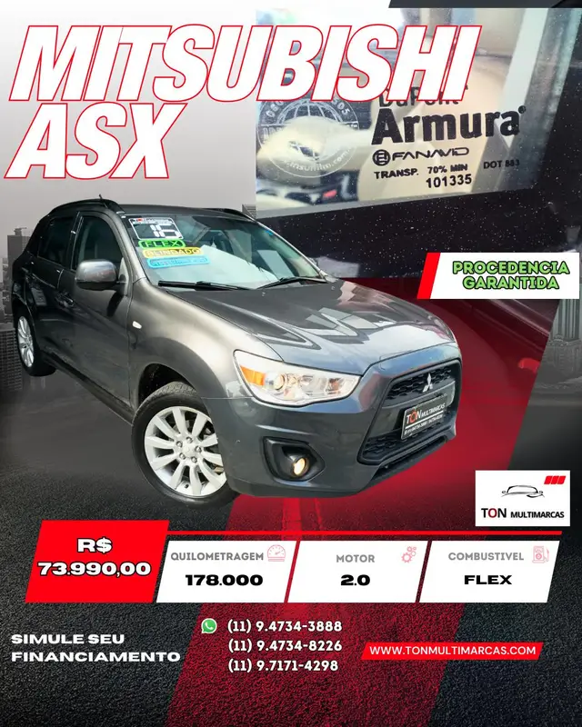 Carro Mitsubishi ASX 2016 2.0 16V 4x2 Aut.(By Amura-Blind.)