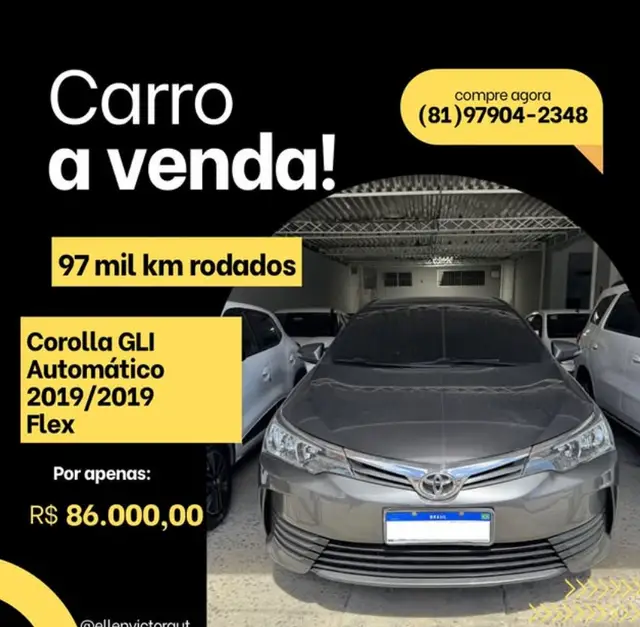 Carro Toyota Corolla 2019 1.8 GLi Multidrive 18/19