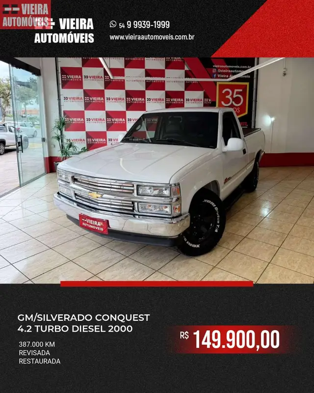 Carro Chevrolet Silverado 2000 Pick Up Conquest 4.2