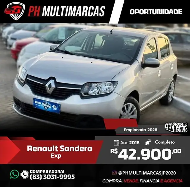 Carro Renault Sandero 2018 Authentique 1.0 12V SCe (Flex)