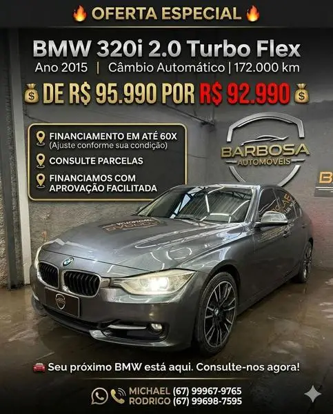 Carro BMW 320i 2015 2.0 Turbo/ActiveFlex 16V/GP 4p - G