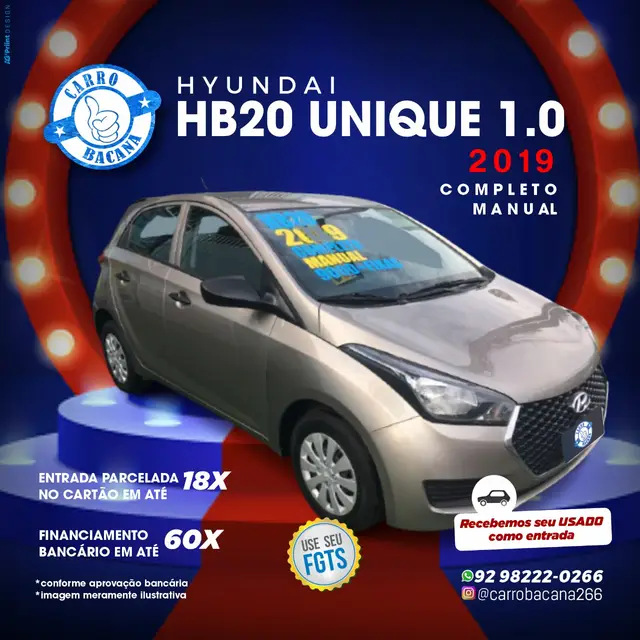 Carro Hyundai HB20 2019 1.0 Unique (Flex)