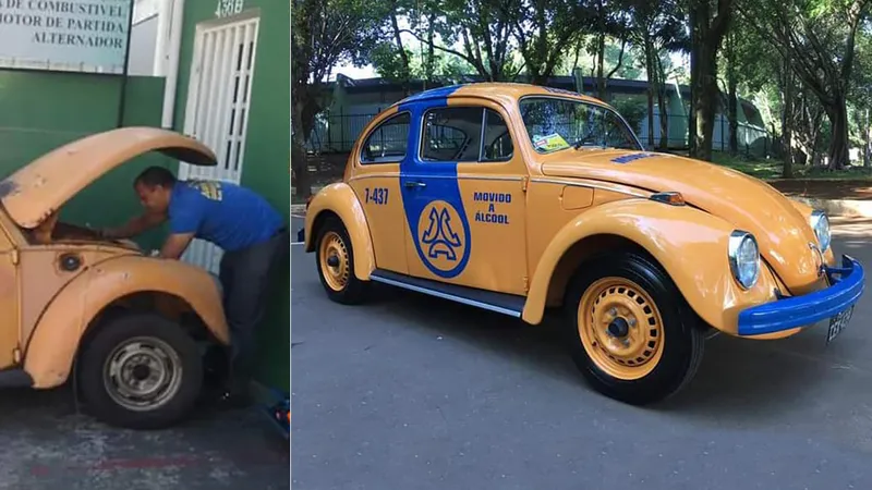 Ex-funcionário da Telesp restaura Fusca que usou no trabalho 30 anos atrás