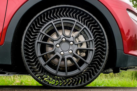 Michelin cria pneus imunes a furos, trocando o ar pressurizado por lâminas de vidro. A segunda parte mais impressionante é que ele pode ser feito em impressora 3D